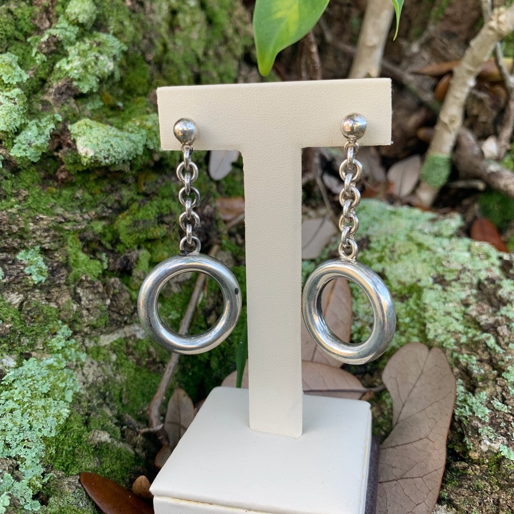 Sterling Silver Hoop and Chain earrings